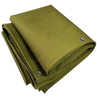 China Water Resistant Green Heavy Duty Organic Silicone Waterproof Tent Canvas Tarpaulin Cover for sale