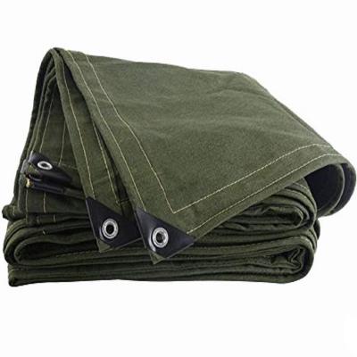 China Water Resistant Green Cotton Tarpaulin Waterproof Heavy Duty Canvas Tent Cover for sale