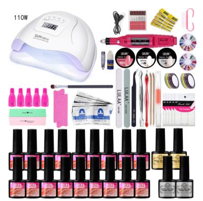 China Free Sample Fashionable Gel Nail Polish Kit With Led UV Dryer Top for sale