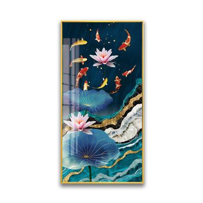 China Abstract Fish Painting Factory Direct Sale Crystal Porcelain Painting For Living Room Hotels Decor for sale