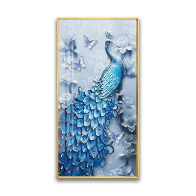 China High Quality Beautiful Abstract Peacock Crystal Porcelain Painting For Living Room Decor for sale