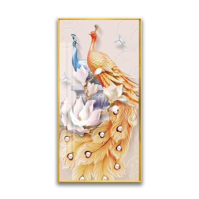 China New Modern Abstract Peacock Painting Crystal Porcelain Painting For Wall 2022 Art Canvas for sale