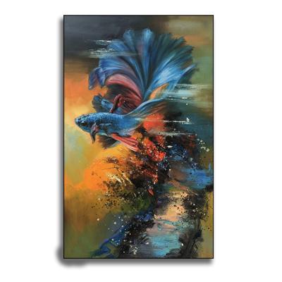 China Hand Painted Beautiful Fish Painting Oil Painting Abstract Decorative Canvas Oil for sale