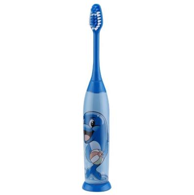 China Food Grade Level IPX7 Battery Operated Waterproof Cartoon Decorated Slim Handle Kids Battery Operated Toothbrush for sale