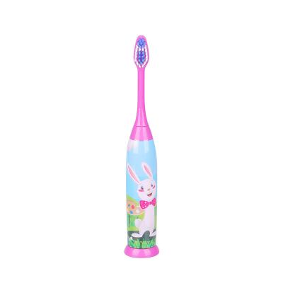 China IPX7 Waterproof PP Handle Slim Cartoon Decorated Soft Polished Bristle Kids Battery Operated Toothbrush for sale