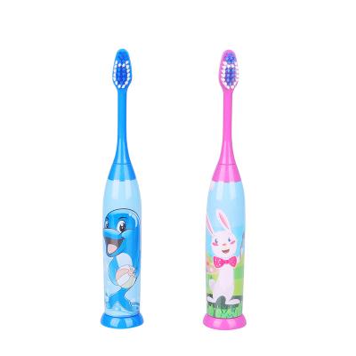 China Attractive PP Cartoon Decorated Thin Handle IPX7 Waterproof Child Toothbrush Battery Operated for sale