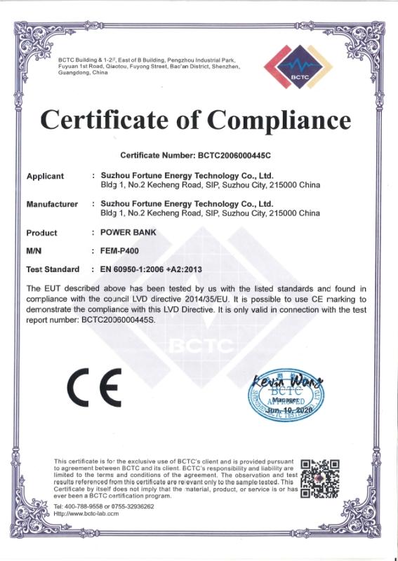 CE - Suzhou Fortune Energy Technology Co., Ltd.