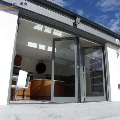 China Main Material Glass French Design Aluminum Frame Double Tempered Glass Bi Folding Door for sale