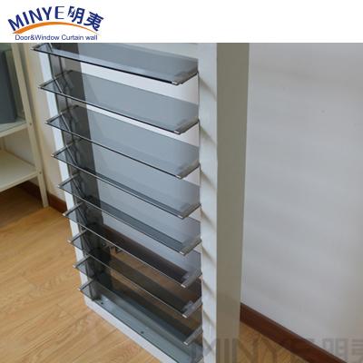 China Residential Aluminum Glass Shutter Window in Grey White with Wrought Iron Glass Type for sale