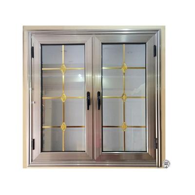 China Swing Open Style Aluminum Alloy Casement Window with Simple Iron Window Grills Design for sale