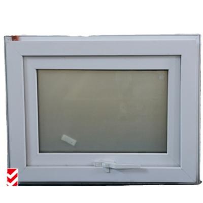 China UPVC Frame and Modern Design Style Double Tempered Glass Awning Window in White Colour for sale