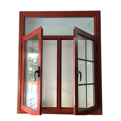 China French Casement Windows Wooden Color Aluminum Window and Door for Customized Needs for sale