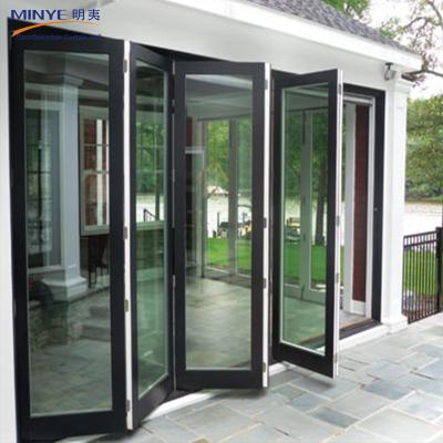 China Sistema de puertas de vidrio plegable de aluminio impermeable y aislante térmico personalizable en venta