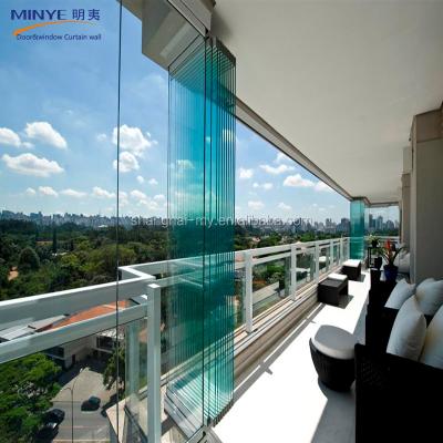 China Beautiful Frameless Custom Glass Aluminum Balcony Folding Door with Thermal Insulation for sale