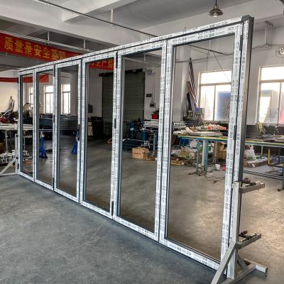 China Foldable Patio Bi-fold Thermal Break Aluminum Stacker Door for Heat and Sound Insulation for sale