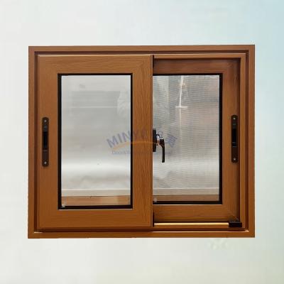 China Energy- Aluminum Sliding Window with Wood Grain and Stainless Steel Screen Netting for sale