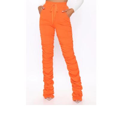 China Anti-wrinkle Newcomers Fashion Women With Ruched Pants Sides Sweatpants Stacked Joggers Stacked Pants for sale