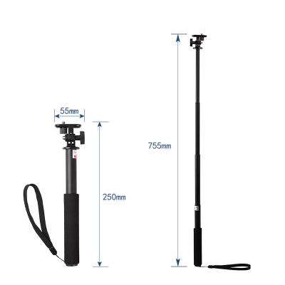 China Extendable Aluminum Grip Action Camera Hand Pole Anti-Slip/Stable/High Quality Popular Adjustable Selfie Long Stick for GoPro Hero 9, 8, Max, 7, 6, 5, 4, for sale