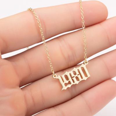 China New CLASSIC Number Personalized Stainless Steel Birth Year Pendant Necklaces For Men Women for sale