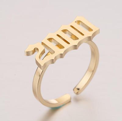 China 1980-2000 Ethnic Personalized Adjustable Stainless Steel Number Birth Year Rings For Women for sale