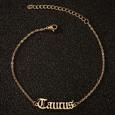 China FASHIONABLE Angel Golden Foot Jewelry Stainless Steel Bracelet Zodiac Anklet Chain for sale