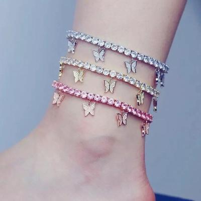 China Vintage Charm Chain Dollar Sign Crystal Anklet For Women Personality Foot Jewelry Bling Rhinestone Tennis Anklet Pendant for sale