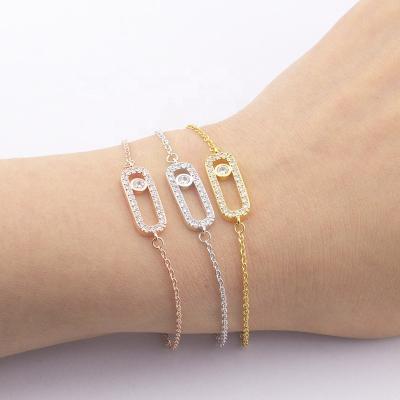 China Plating Open Zirconia Crystal Bf Charm Bar Minimalist Jewelry 3 Color TRENDY Rose Gold Jewelry Bracelets Bridesmaids Gifts Open Zirconia for sale