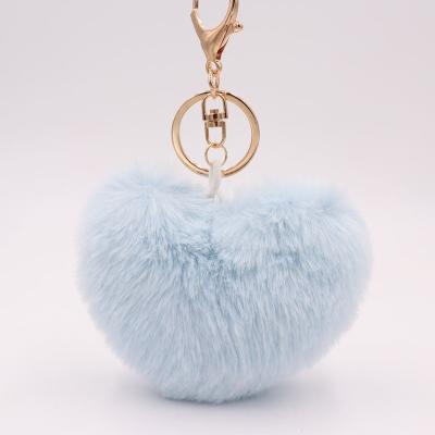 China Custom Souvenir Gifts Fashional Chain Fluffy Artificial Hair Ball Key Chain Pompoms Metal For Car Keychains, Cellphones, Purses, Charms, Handba for sale