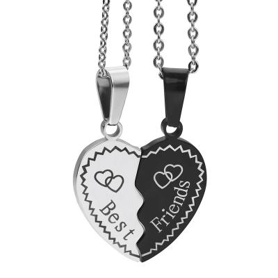 China Stainless Steel TRENDY Necklace Fashion Best Friends Heart Shaped Necklace for sale