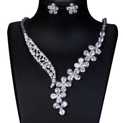 China Fashion Zircon Jewelry Set Costume Jewelry Necklace Earrings Women Jewelry Set for sale