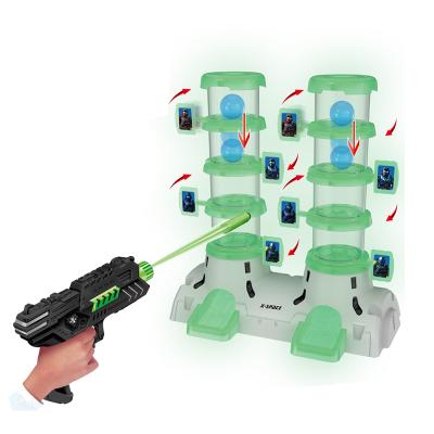 China Electronic Toy Amazon Hot Sale Double Barrels Aims Gun Shooting Glow In The Dark Soft Bullet Kids Throw for sale