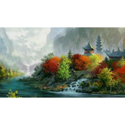 China Fashion Full Cross Stitch Eco-friendly Faux Stone Fashion Diamond Painting New Landscape Print Decorative Painting for sale