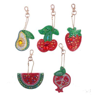 China New Classic/Postmodern 5d Diamond Painting Fruit Watermelon Strawberry Diy Handmade Diamond Bag Pendant Jewelry Mosaic Key Chain Home Decoration for sale