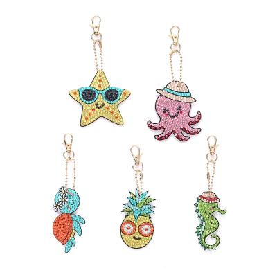 China New Classic/Postmodern Seahorse Diamond Art Pendant For Kids Adults 5PCS 5D Diamond Painting Ocean Octopus Sea Turtle Diamond Painting Animal Keychain Kits for sale