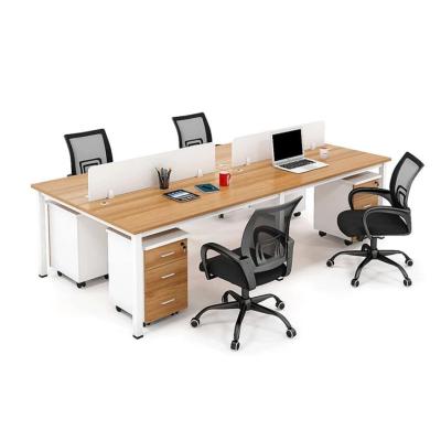 China Low Price Solid Wood Material MFC Desk With Multi Seats Staff Workstation for sale