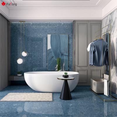 China Bathroom 600*1200mm Blue Tile Interior Wall Terrazzo Floor Marble Porcelain Tile Foshan FaTong Indoor Terrazzo Tiles for sale