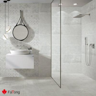 China FOSHAN FATONG 400*800mm Porcelain Flooring Tiles Modern Light Gray Rustic Marble Look Matte Bathroom Wall Tile for sale