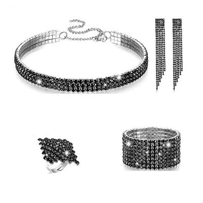 China FASHIONABLE Wholesale Charm Rhinestone Black Jewelry Sets Custom Made for sale