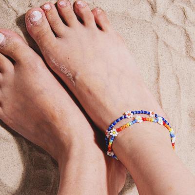 China 2022 Summer Cute Daisy Anklet Beads Rice for sale