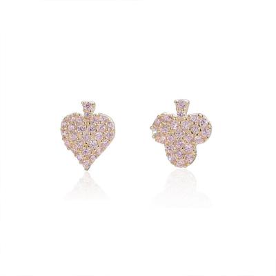 China New Fashion Asymmetrical Personality Design Asymmetrical Playing Card Earrings for sale