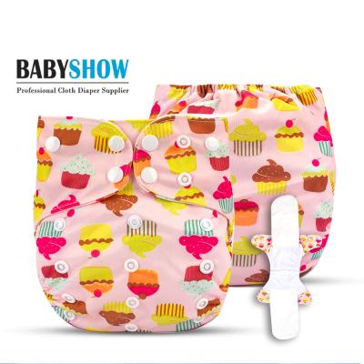 China PUL Printing AIO Printed Diapers Can Be Washed Double Row Snap Reusable Baby Diaper for sale