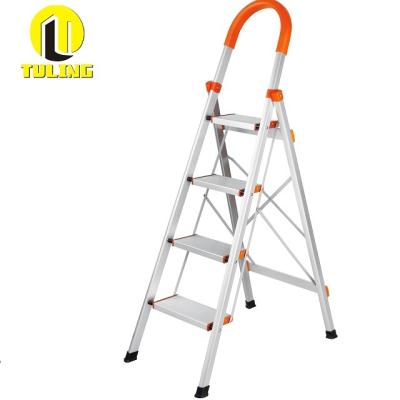 China Folding Ladders 4 Foldable Step Aluminum Ladders And Chair Easy To Use Lightweight Ladder Portable Aluminum Stool for sale