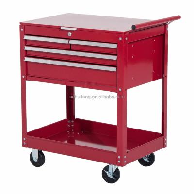 China High Quality Cheap Car Repair Work Stool Metal Chest 4 Drawers With Ball Bearing Slid Tool Trolley And Roll Trolley Cabinet for sale