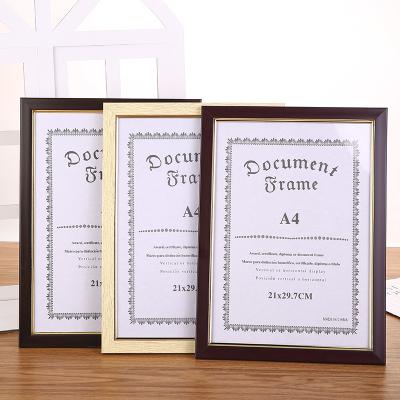 China Handmade High Solid A4 Picture Frame Document Wall Painting Authorization Certificate Photo Frame for sale