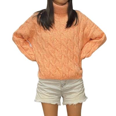 China Custom high quality Anti-wrinkle orange squishy women's sweaters pullover winter knit half tortoise neck European sweater clothing for sale