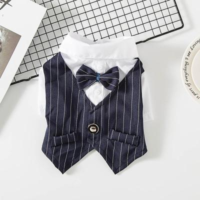 China Sustainable Gentleman Dog Clothes Formal Suit Wedding Party Dog Shirt Pet Clothes for sale