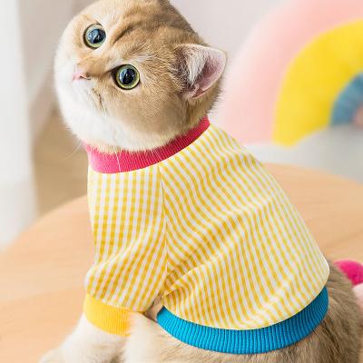 China 2021 Spring New Viable Summer Pet Clothes T-shirt Bright Color Plaid Cat Dog Shirts for sale