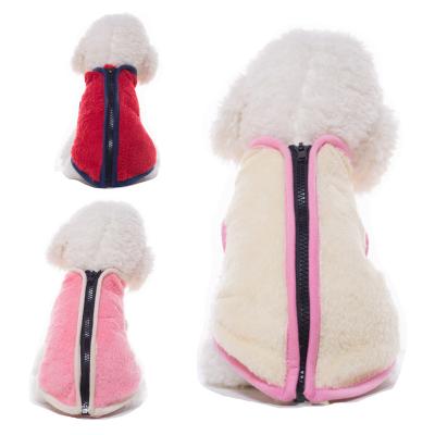 China Sustainable Winter Zipper Dog Vest Warm Soft Lambswool Pet Clothes For Puppy Cat Pets for sale