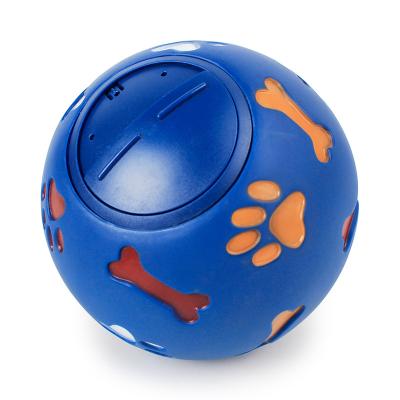 China Stored Dental Training Toy Blue Red Diameter Teething Dog Toy Rubber Ball Chew Dispenser Leakage Food Play Ball Interactive Pet 7.5cm for sale