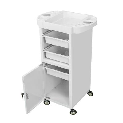 China Stable Lock Beauty Salon Trolley Furniture Hair Color Trolley With Fixed Top for sale